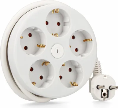 Image de Rallonge Ronde 5 Prises 5 Prises Schuko Avec Interrupteur - Edm