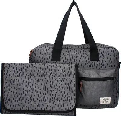 A diaper bag and changing pad are shown against a white background.