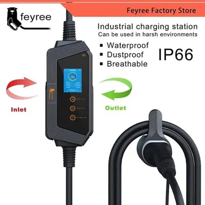 Immagine prodotto di Caricabatterie portatile per veicoli elettrici - 7 kW, ricarica rapida - 32A - Cavo da 5 metri - Adatto per veicoli elettrici