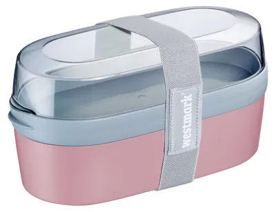 Lunchbox Mini, 2 Fächer, 760+830 ml, mikrowellengeeignet, rosa