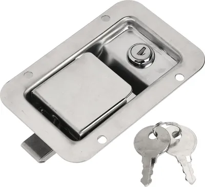Produktbild von RV-Griff-Verriegelungspaddel, 140 x 90 mm, 304 Edelstahl, Eingangstür-Verriegelungsknopf, Riegel für Wohnmobile, LKWs, Anhänger, Wohnmobile