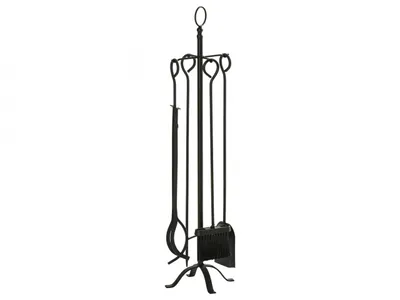 Produktbild von Outsunny 5-teiliges Kamingarnitur Kaminbesteck  Werkzeuge Metall Schwarz