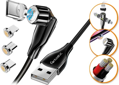 Produktbild von 3 in 1 Daten- und Ladekabel „Twitch“ Magnetisch | 540° drehbar