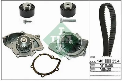 Produktbild von INA Zahnriemensatz + Wasserpumpe für Citroen Fiat Lancia Peugeot 2,2 HDi