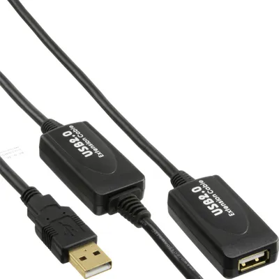 Image de InLine® 34613I Rallonge active USB 2.0, avec amplification du signal "Repeater", prise A à prise femelle A, 20m
