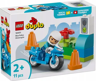 Productafbeelding van LEGO DUPLO Blauwe politie-motorfiets - Leerzaam speelgoed om de motoriek van peuters te stimuleren - inclusief motorfiets, politieagent-figuur en verkeerslicht - Cadeau voor jongens en meisjes vanaf 2 jaar - 10471