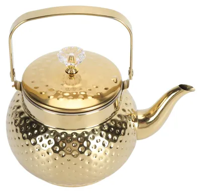 Edelstahl-Teekanne gold 1,5 L mit Aufguss-Sieb, Herdkocher