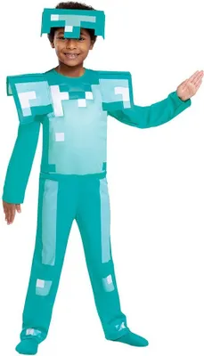 Produktbild von Minecraft - Diamantrüstung Kostüm für Kinder Kindergröße: 110-116