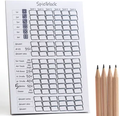 Produktbild von Spielblock Würfelspiel Ersatzblock 25 Blatt Würfelblock A6 Urlaub klein handlich