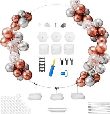 Produktbild von Famanu Ballonbogen-Set mit stabiler Basis, 2 m, verstellbare Ballonstandarde, Hochzeitsbogen, Partydekoration