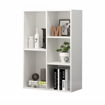 Obrázek produktu pro Bílá otevřená stojící knihovna Velká komoda Loft Skandinávský 5 polic