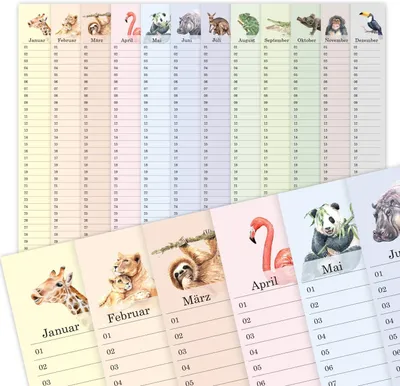 Imagen del producto de Calendario de cumpleaños para niños, formato A3, de colores, ideal para la habitación infantil