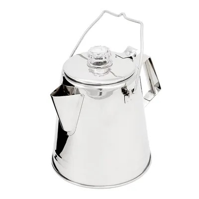 Productafbeelding van GSI Outdoors roestvrijstalen percolator voor 14 kopjes, 2,1 liter, 964 gram, zilver; modelnummer: 65014