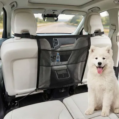 Produktbild von Hundenetz für das Auto, Trennnetz für Kofferraum und Rückbank, 69 x 57 cm mit Tasche für kleine und mittelgroße Hunde
