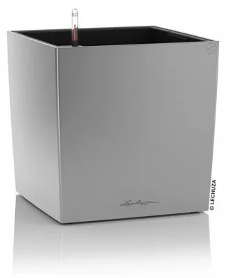 Obrázek produktu pro LECHUZA CUBE 40, Květináč, Volně stojící, Polypropylen (PP), Stříbrná, Vnitřní, Černá