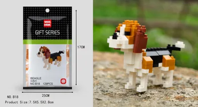 Produktbild von Beagle Hund Figur Bausteine Modell LNO Micro-Bricks