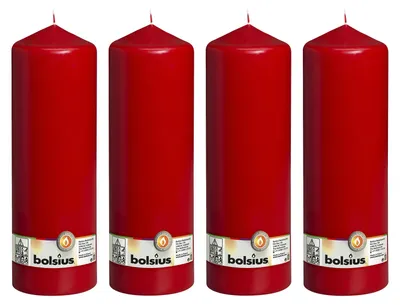 Immagine prodotto di set di 4 candele a colonna - Altezza 30 cm - Diametro 9.8 cm - Rosso