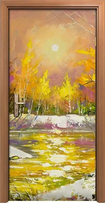 Produktbild von Türposter 90x200 cm Türaufkleber Türtapete Türfolie Klebefolie kunst Herbst Landschaft am Fluss ufer