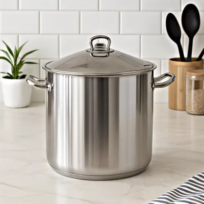 Produktbild von Edelstahl XXL Kochtopf mit Deckel – 30 x 30 cm – großer Gastronomie Topf – Profi Suppentopf für Großküche, Catering & Vereine