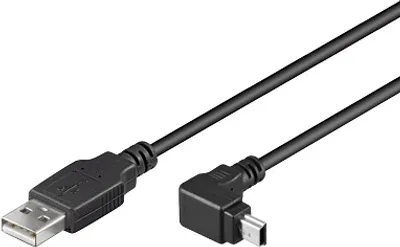 Produktbild von Anschlusskabel USB 2.0 Stecker A an Stecker Mini B 5-pin gewinkelt, schwarz, 1,8m, Good Connections®