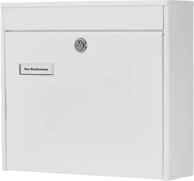 Zaun-Briefkasten A4, verzinkter Stahl, weiß, inkl. 2 Schlüsseln