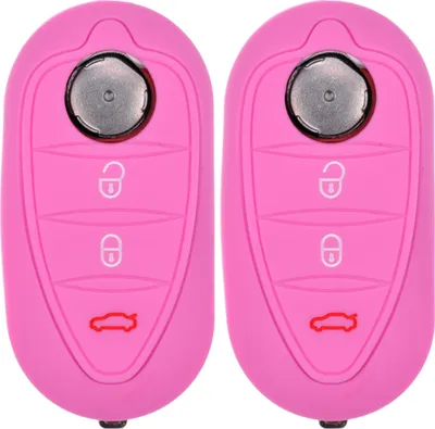 Produktbild von 2x Auto Schlüssel Silikon Schutz Hülle  Rosa kompatibel mit ALFA Romeo Mito Giulietta 940 4C ab 2008 3 Tasten Klappschlüssel