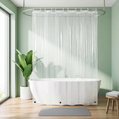Immagine prodotto di Tenda da doccia trasparente, 180 x 200 cm, con 12 anelli, impermeabile, per il bagno