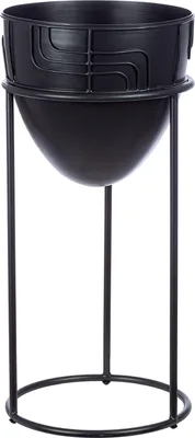 Image de Gilde Übertopf, "Labyrinth", Metall, schwarz, VE 1, H. 50 cm, D. 23.5 cm 55272 4063387552728