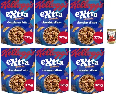 Produktbild von Cereali Extra "Cioccolato al latte" | Probieren Sie Vollmilchschokolade| breakfast Cereals, Müsli mit knusprigem Hafer | 6x 375g + Italian Gourmet polpa 400g