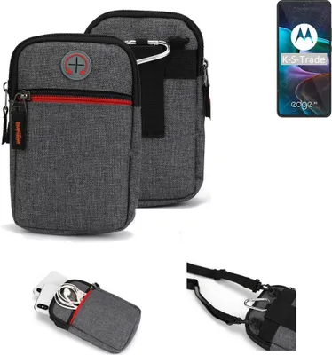 Produktbild von K-S-Trade Holster Gürteltasche kompatibel mit Motorola Edge 30 Handy Tasche Schutz Hülle grau Zusatzfächer 1x