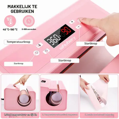 Image de Tasse automatique rose pour sublimation - Machine de transfert - Capacité de 300 à 900 ml