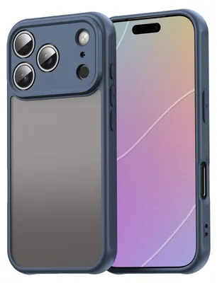 Produktbild von Matt Hülle für iPhone 17 Pro mit Kameraschutz, Transluzente Matt Rückseite Stoßfeste Handyhülle Blau