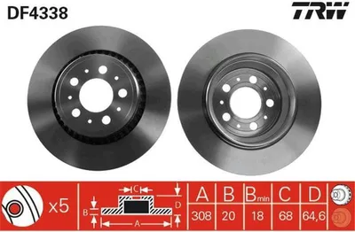 Produktbild von TRW Bremsscheiben (2 Stück) Hinterachse DF4338