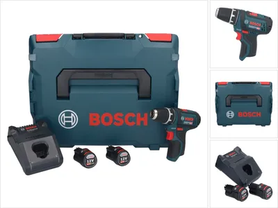 Image de Bosch GSR 12V-15 Professional Perceuse-visseuse sans fil avec boîtier L-Boxx + 2x Batteries GBA 3,0 Ah + Chargeur GAL 1230