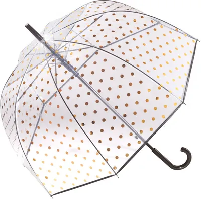 Produktbild von Regenschirm Transparent Durchsichtig Dome Kuppel Glocke Punkte Pierre Cardin Metallic Golden Dots