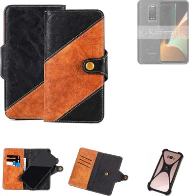 Produktbild von K-S-Trade Handyhülle Schutzhülle Bookstyle Case Wallet-Case kompatibel mit Ulefone Armor 17 Pro Handy Cover Bumper Klapphülle schwarz hellbraun 1x