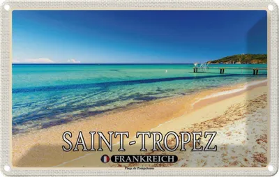 Produktbild von vianmo Blechschild 12x18 cm Saint-Tropez Plage de Pampelonne Bildmotiv Reisemotiv Abenteuer Reisen