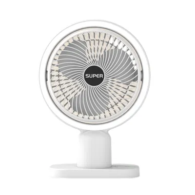 Imagen del producto de Ventilador de mesa USB con luz, portátil y recargable, color blanco