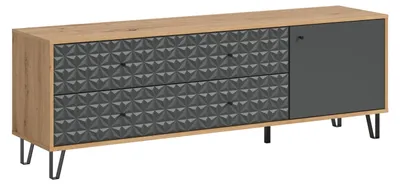 Produktbild von xonox.home Prisma Lowboard (B/H/T: 164x56x40 cm) Artisan Oak Nachbildung und anthrazit matt