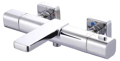 Thermostat-Badewannenarmatur, 2-in-1, Messing, Chrom, G1/2