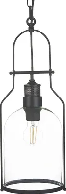 Zdjęcie produktu dla BELIANI Lampa wisząca czarna metalowa 166 cm szklany przeźroczysty klosz okrągła lampa sufitowa