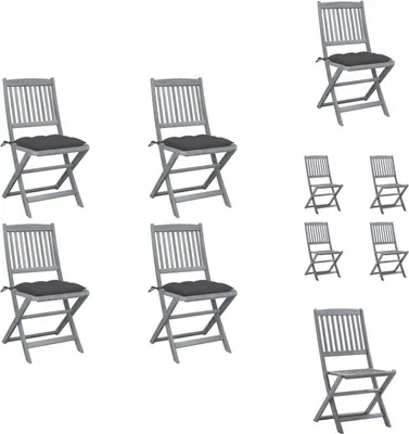 Produktbild von vidaXL Klappbare Gartenstühle 4 Stk. mit Kissen Massivholz Akazie -  Gartenstühle