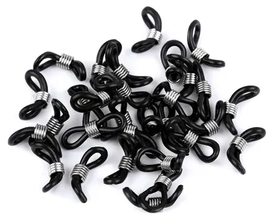 30 Gummischlaufen Ösen für Brillenband Brillenkette 20x7mm, schwarz silber
