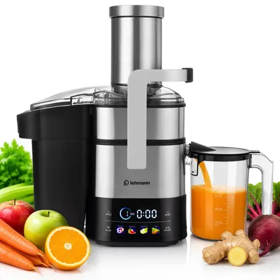 Produktbild von LEHMANN Entsafter für Obst und Gemüse, Hochgeschwindigkeitsentsafter, Einfüllöffnung 80 mm