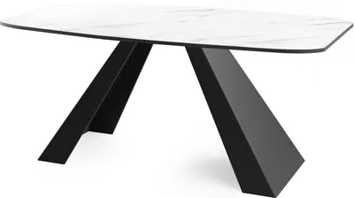 Obrázok produktu pre Jedálenský stôl Monte v modernom štýle, Obdĺžnikový stôl vo vzhľade bieleho mramoru - Rozšíriteľný od 180 cm do 220 cm, Kovové nohy s práškovou povrchovou úpravou - 180 x 90 cm - Biely mramor