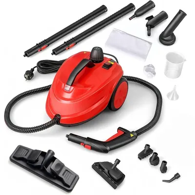 Produktbild von 2000W Dampfreiniger mit 13 Zubehör, 5 bar Bodendampfreiniger bis zu 160°C & 108m², Handdampfreiniger mit 1,8L Tank & verlängerbare Bediengriff (Rot)