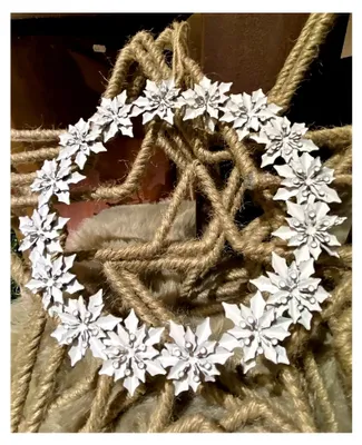 Produktbild von Metallkranz Weihnachtsstern weiß gewischt - Durchmesser 20 cm