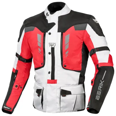 Produktbild von Berik Ferpho wasserdichte Motorrad Textiljacke, schwarz/weiß/rot, 56