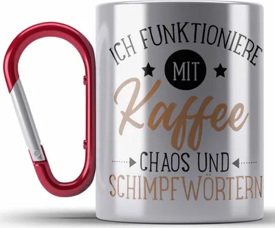 Produktbild von Trendation - Lustige Edelstahl Tasse Karabinern Für Frauen Männer Sprüche Geschenk Spruch für Büro Vater Geschenk (Rot)