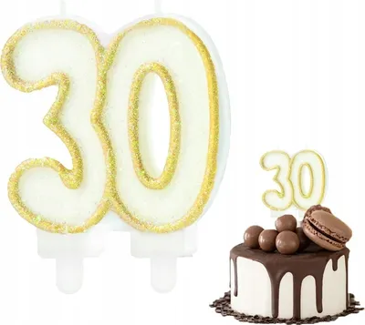 Produktbild von Geburtstag Kerze Nummer 30 Gold Metallic Zahl Für Geburtstagsparty